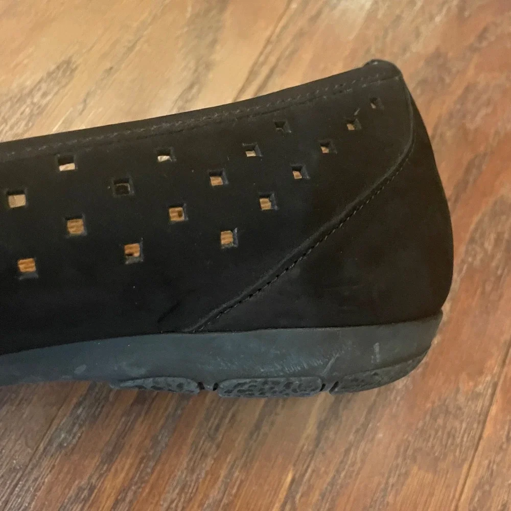 Gabor Hovercraft Flats Womens Black Perforated Suede Slip On Size 7